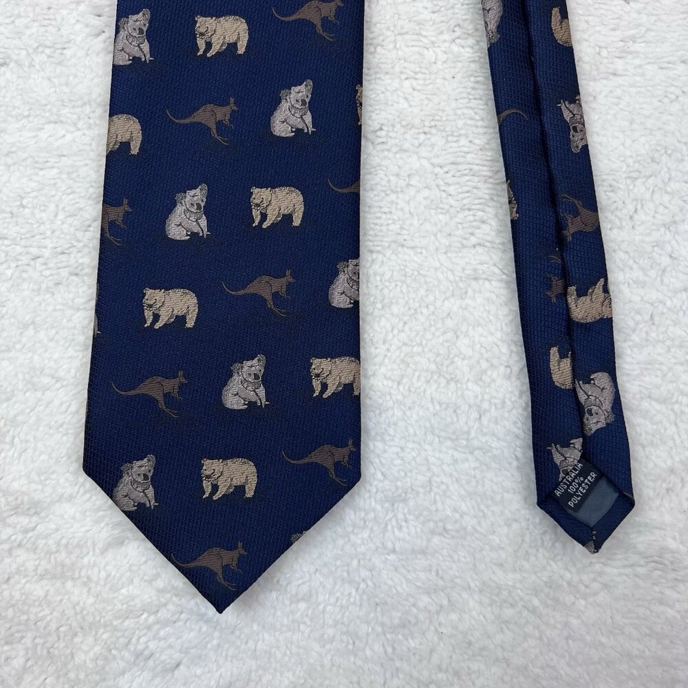 Mens Royal Co Australia Neck Tie Navy Blue‎ Kangaroo Koala Wombat 4” X 60”￼